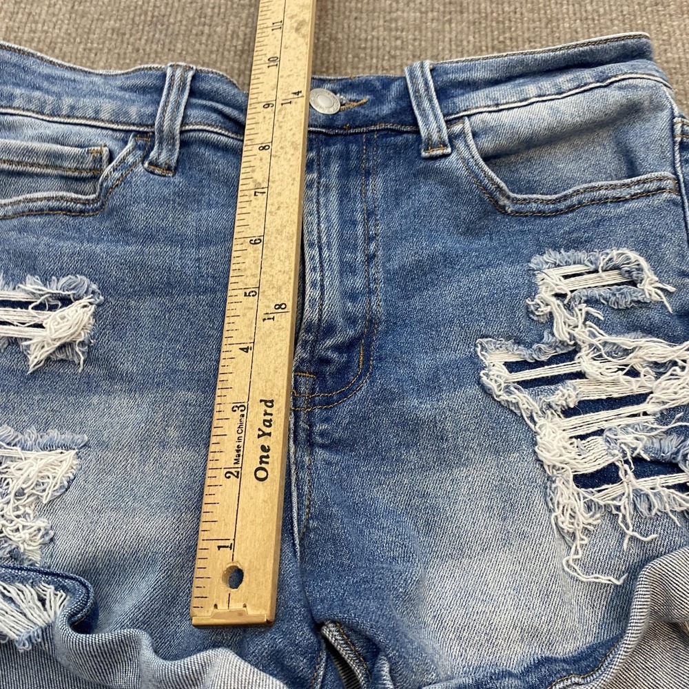 Vervet Cutoff Shorts Womens Medium Blue Distressed Denim Cuffed Stretch VT938 - Picture 8 of 10